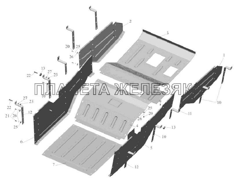 Установка шумоизоляционных экранов 551605-1061004 МАЗ-6303A3, 6303A5
